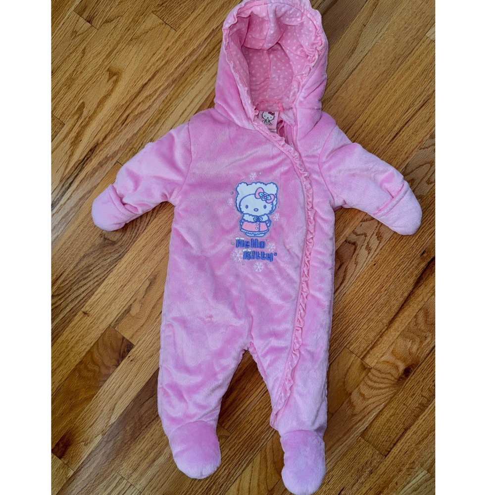 Hello Kitty Pink Fleece Bunting Snowsuit 3-6M Sanrio Baby Winter 2015 Cute